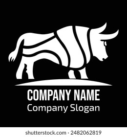Stehendes weißes Buffalo-Logo-Design - Vektorgrafik Illustration