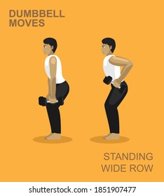 Standing Wide Row Dumbbell Moves Manga Gym Set Illustration