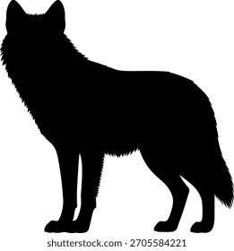Gráfico de Vector de silueta de lobo salvaje de pie ilustración aislada