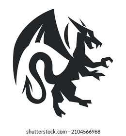 Standing Winged Dragon Vector Graphics.