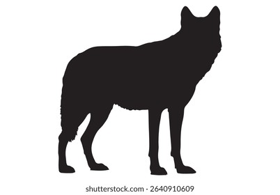 Standing Wolf Silhouette, Illustration of a Wild Animal