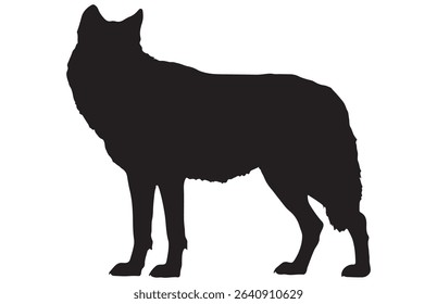 Standing Wolf Silhouette, Illustration of a Wild Animal