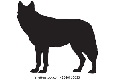 Standing Wolf Silhouette, Illustration of a Wild Animal