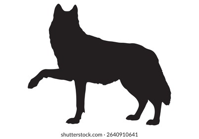 Standing Wolf Silhouette with Raised Paw