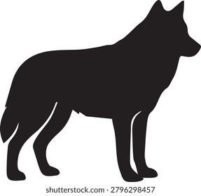 Standing wolf silhouette wild husky dog vector icon