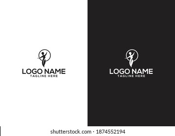 Standing Woman Circle Logo, Women' Fashion Design Logo Or Yoga Logo Design.