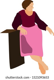 Standing woman, illustration, vector on white background.