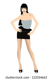 Standing woman with short skirt
