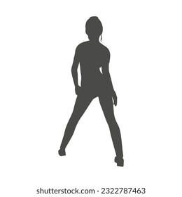 Standing woman. Sport girl illustration. Young woman silhouette.