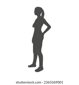 Standing woman. Sport girl illustration. Young woman silhouette.