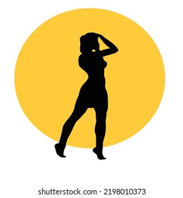 Diseño vectorial femenino permanente aislado en fondo amarillo y blanco.
