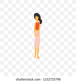 Standing woman vector icon isolated on transparent background, Standing woman logo concept