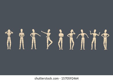 standing wooden man with vector