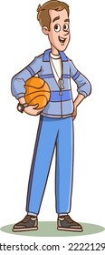 standing young basketball coach vector illustration