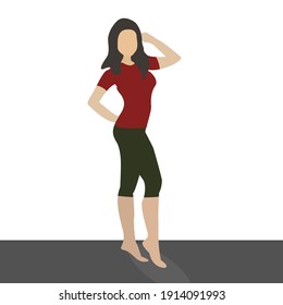 Standing young female illustration template