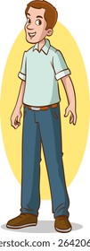 standing young man. Flat vector illustration isolated on white background