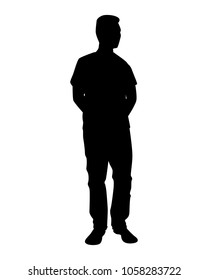 Standing young man silhouette vector