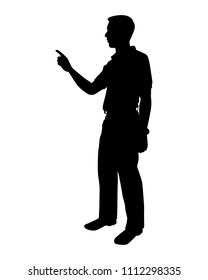 Standing young man silhouette vector