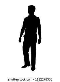 Standing young man silhouette vector