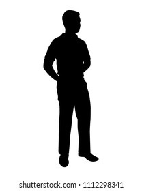 Standing young man silhouette vector