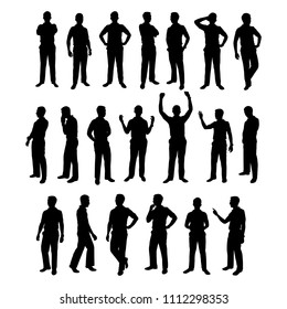 Standing young man silhouette vector