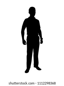 Standing young man silhouette vector