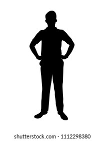 Standing young man silhouette vector