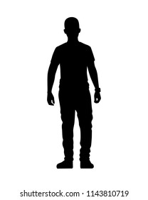 Standing young man silhouette vector