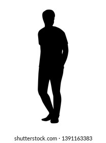 Standing young man silhouette vector