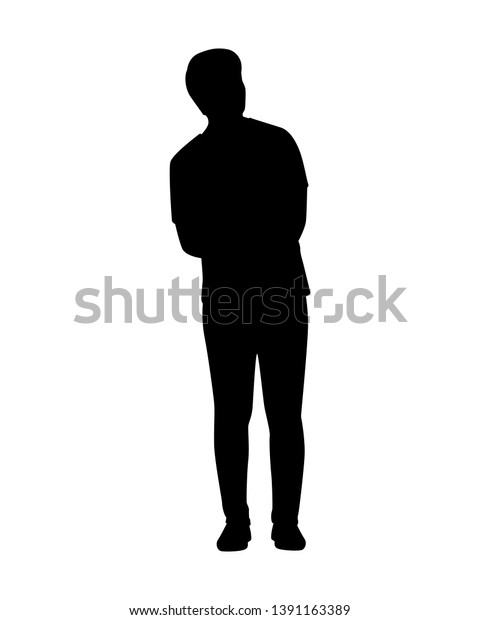 Standing Young Man Silhouette Vector Stock Vector (Royalty Free ...