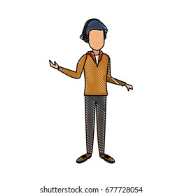 standing young man wearing casual clothes cartoon