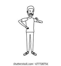 standing young man wearing casual clothes cartoon