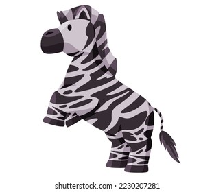 standing zebra horse like african animal with stripe cute adorable cartoon doll style vector illustration