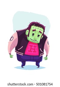 Standing zombie character Cartoon halloween vector illustration