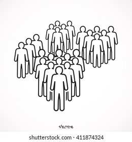 A standout leader ahead of a large crowd or team of people. 