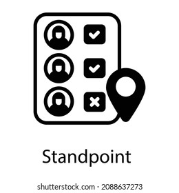 Standpoint in solid style icon, editable vector 