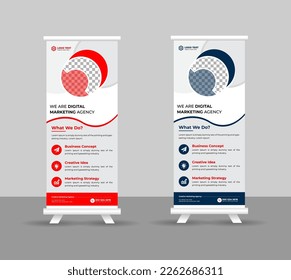 stands corporate roll-up banner layout, pull up, vector illustration, business flyer, brochure, Corporate banner Free Vecto