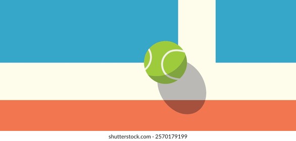 stands on tennis court with tennis racket and tennis ball