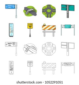 Stands and signs and other web icon in cartoon,outline style.Limiters of traffic icons in set collection.