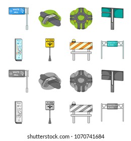 Stands and signs and other web icon in cartoon,monochrome style.Limiters of traffic icons in set collection.