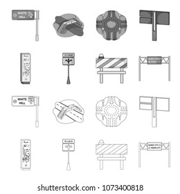 Stands and signs and other web icon in outline,monochrome style.Limiters of traffic icons in set collection.