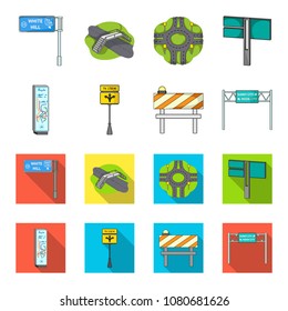 Stands and signs and other web icon in cartoon,flat style.Limiters of traffic icons in set collection.