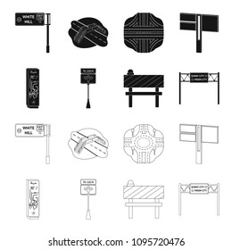 Stands and signs and other web icon in black,outline style.Limiters of traffic icons in set collection.