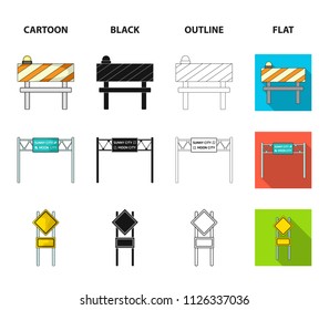 Stands and signs and other web icon in cartoon,black,outline,flat style.Limiters of traffic icons in set collection.