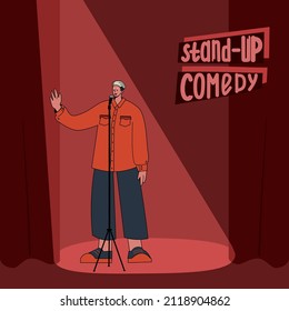 Stand-up Comedic Woman. Comedy Artist. The Performance Of A Female Comedian