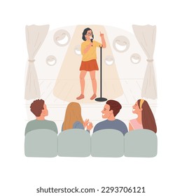 Stand-up comedy isolated cartoon vector illustration. Young teenage boy standing on stage and joking, making speech, teens lifestyle and hobby, learning new skills, leisure time vector cartoon.