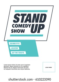 Stand-up comedy show poster concept. Venue, date and ticket template for a comedy show. Vector illustration. eps10