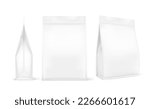 Stand-up pouch bag with flat bottom side gusseted and zipper. 
Realistic mockup. Front, side and half side view. Perfect for the presentation your product. EPS10.