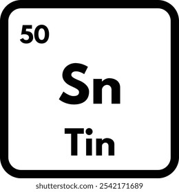 Ícone de elemento químico de estanho isolado no fundo branco . Ícone de estanho vetor