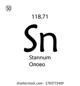 Stannum chemical element. The inscription in Russian and English is Stannum. vector illustrator